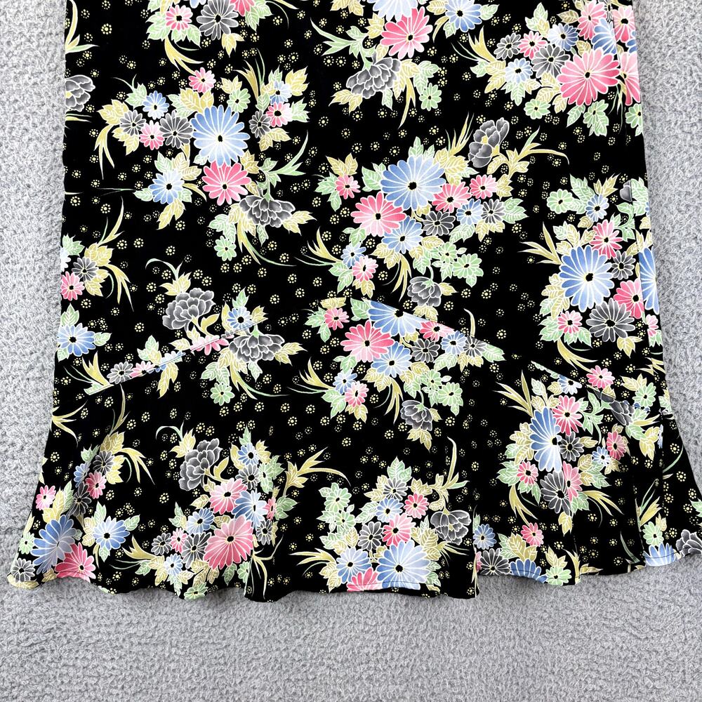 VTG 90s Skirt Sz 14 Cottagecore Feminine Girlcore Floral Modest Midi Ruffle Hem - Picture 4 of 10